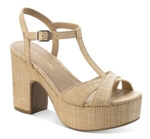 SUN+STONE Womens NEW Jillien T-Strap Platform Block Heel Sandals / Size 11